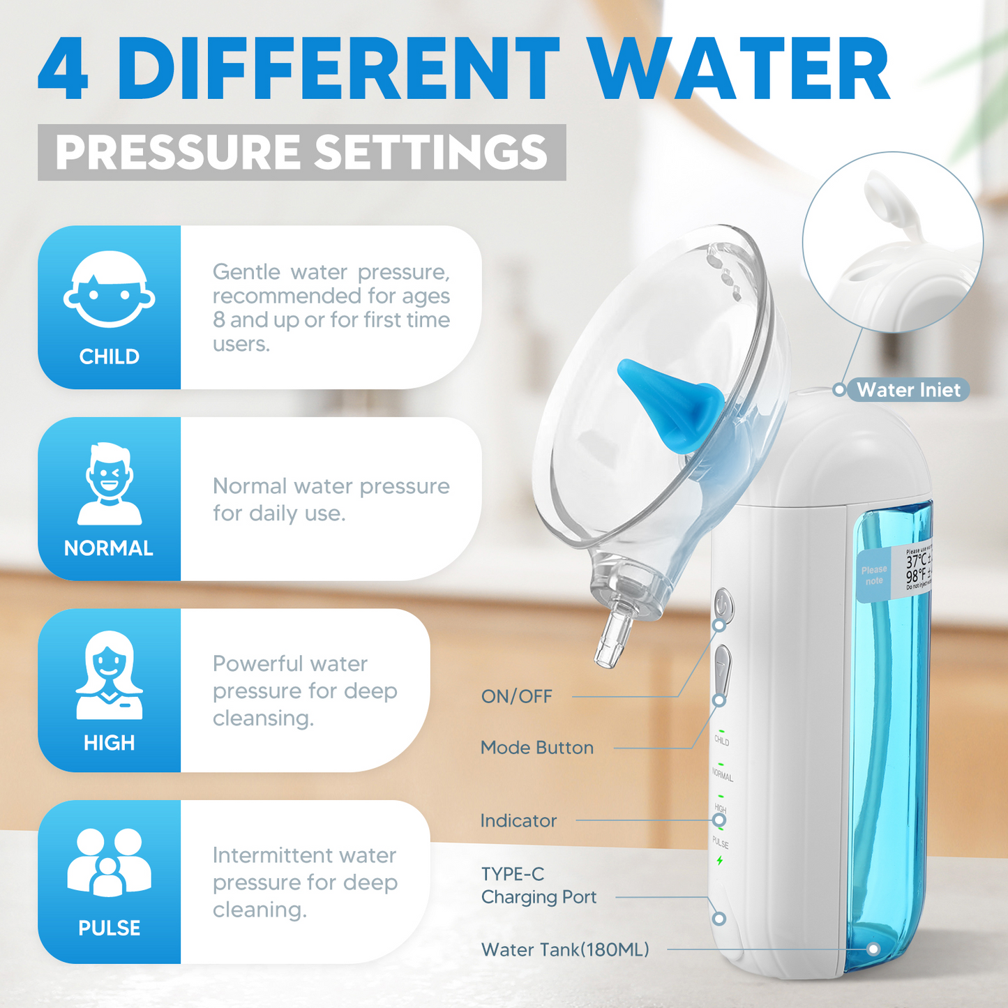 DeeWaves Electric Ear Wax Removal Kit, Ear Cleaner with 6 Replacement Tips, Ear Cleaning Machine with Extension Water Supply Tube, Safe & Effective Ear Irrigation Flushing System for Ear Wax Buildup